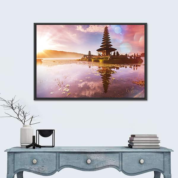 Pura Ulun Danu Temple Bali Canvas Wall Art-1 Piece-Floating Frame-24" x 16"-Tiaracle