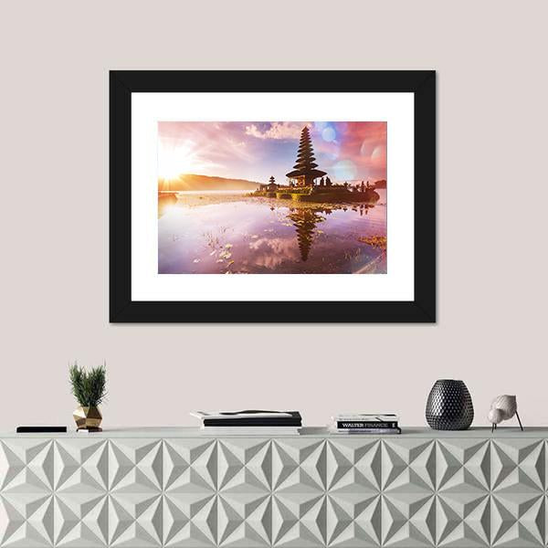 Pura Ulun Danu Temple Bali Canvas Wall Art-1 Piece-Framed Print-20" x 16"-Tiaracle