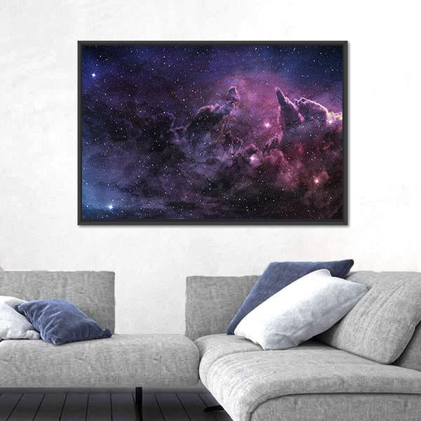 Purple Nebula And Cosmic Dust In Star Field Canvas Wall Art-3 Horizontal-Gallery Wrap-25" x 16"-Tiaracle