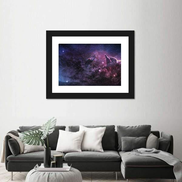 Purple Nebula And Cosmic Dust In Star Field Canvas Wall Art-3 Horizontal-Gallery Wrap-25" x 16"-Tiaracle