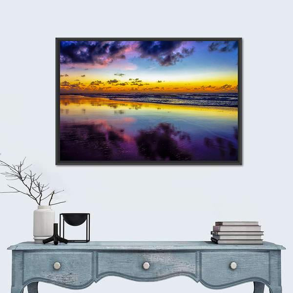Purple Twilight On Porto de Galinhas In Brazil Canvas Wall Art-1 Piece-Floating Frame-24" x 16"-Tiaracle