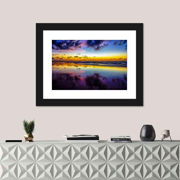Purple Twilight On Porto de Galinhas In Brazil Canvas Wall Art-1 Piece-Framed Print-20" x 16"-Tiaracle