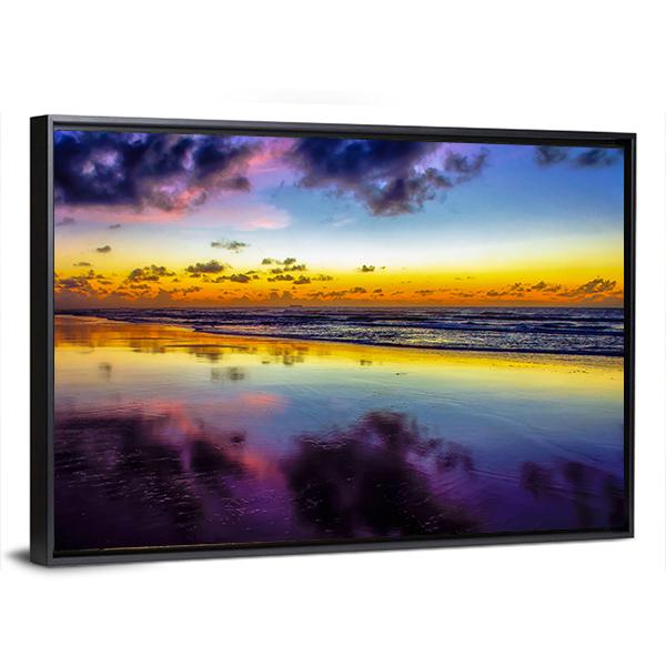 Purple Twilight On Porto de Galinhas In Brazil Canvas Wall Art-3 Horizontal-Gallery Wrap-25" x 16"-Tiaracle