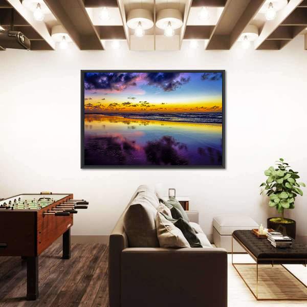 Purple Twilight On Porto de Galinhas In Brazil Canvas Wall Art-3 Horizontal-Gallery Wrap-25" x 16"-Tiaracle