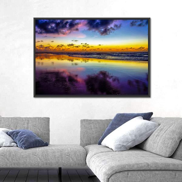 Purple Twilight On Porto de Galinhas In Brazil Canvas Wall Art-3 Horizontal-Gallery Wrap-25" x 16"-Tiaracle