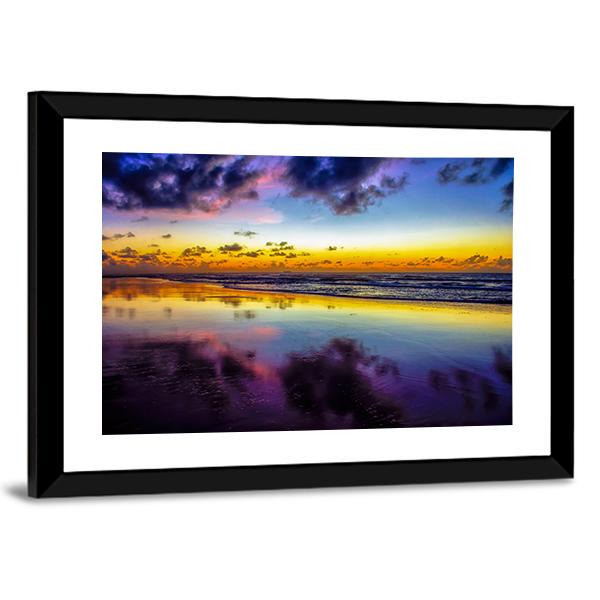 Purple Twilight On Porto de Galinhas In Brazil Canvas Wall Art-3 Horizontal-Gallery Wrap-25" x 16"-Tiaracle
