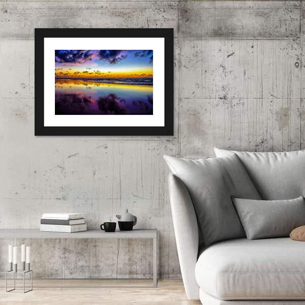 Purple Twilight On Porto de Galinhas In Brazil Canvas Wall Art-3 Horizontal-Gallery Wrap-25" x 16"-Tiaracle