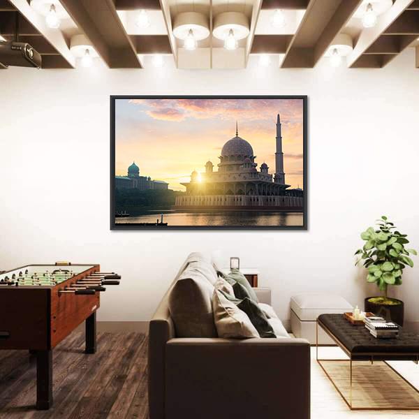 Putra Mosque During Sunrise Canvas Wall Art-5 Horizontal-Gallery Wrap-22" x 12"-Tiaracle