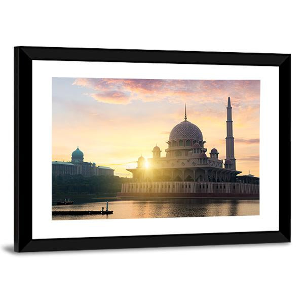 Putra Mosque During Sunrise Canvas Wall Art-5 Horizontal-Gallery Wrap-22" x 12"-Tiaracle