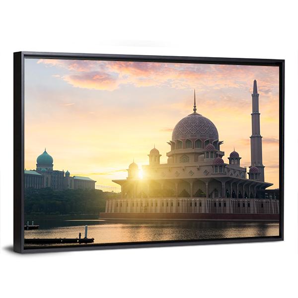 Putra Mosque During Sunrise Canvas Wall Art-5 Horizontal-Gallery Wrap-22" x 12"-Tiaracle
