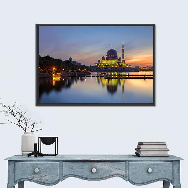 Putra Mosque In Malaysia Canvas Wall Art-5 Horizontal-Gallery Wrap-22" x 12"-Tiaracle