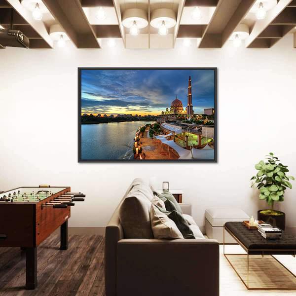 Putra Mosque In Putrajaya Canvas Wall Art-5 Horizontal-Gallery Wrap-22" x 12"-Tiaracle