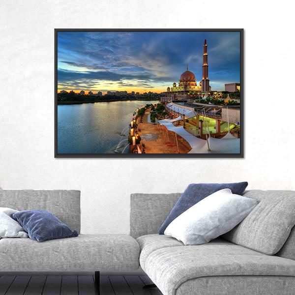 Putra Mosque In Putrajaya Canvas Wall Art-5 Horizontal-Gallery Wrap-22" x 12"-Tiaracle