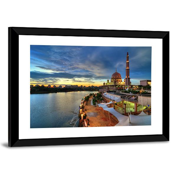 Putra Mosque In Putrajaya Canvas Wall Art-5 Horizontal-Gallery Wrap-22" x 12"-Tiaracle