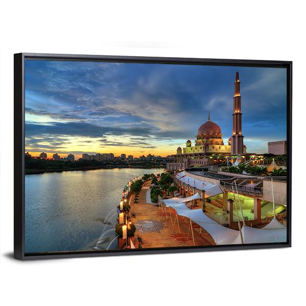 Putra Mosque In Putrajaya Canvas Wall Art-5 Horizontal-Gallery Wrap-22" x 12"-Tiaracle