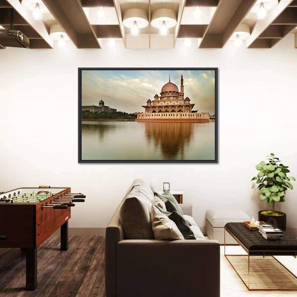 Putra Mosque Is The Principal Mosque Of Putrajaya Canvas Wall Art-1 Piece-Floating Frame-24" x 16"-Tiaracle