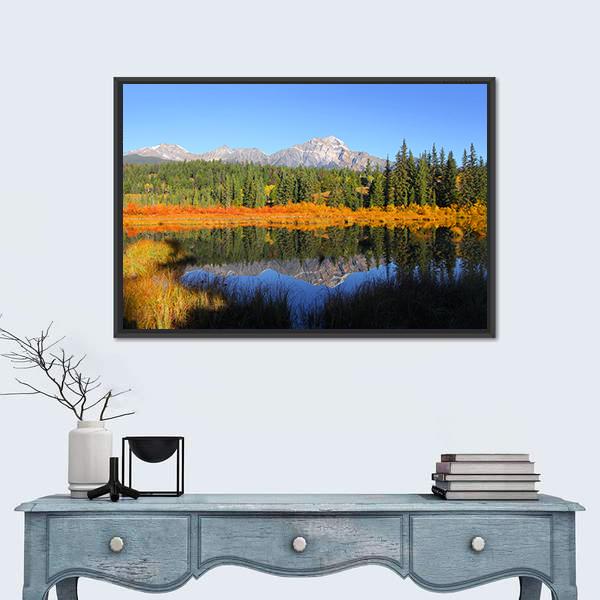 Pyramid Lake Canvas Wall Art-1 Piece-Floating Frame-24" x 16"-Tiaracle