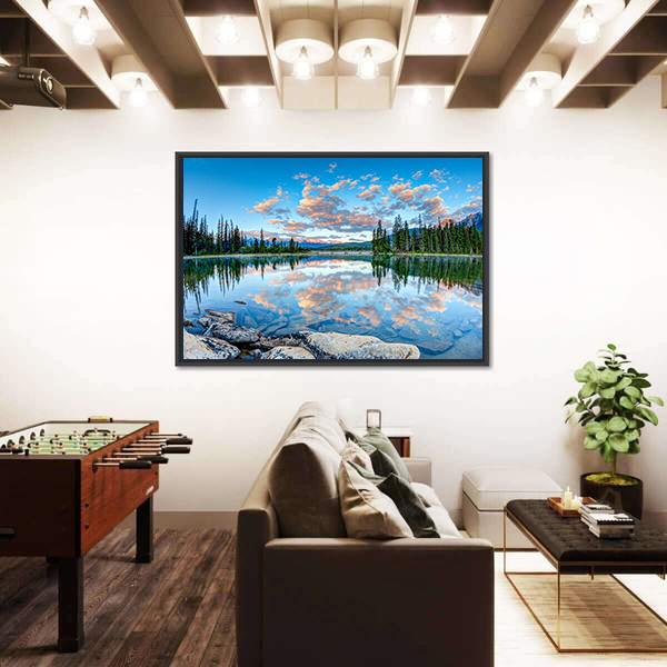 Pyramid Lake In Alberta Canal Canvas Wall Art-5 Horizontal-Gallery Wrap-22" x 12"-Tiaracle
