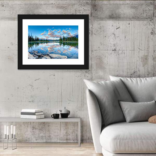 Pyramid Lake In Alberta Canal Canvas Wall Art-5 Horizontal-Gallery Wrap-22" x 12"-Tiaracle