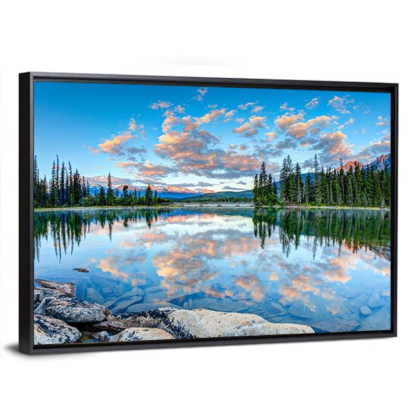 Pyramid Lake In Alberta Canal Canvas Wall Art-5 Horizontal-Gallery Wrap-22" x 12"-Tiaracle