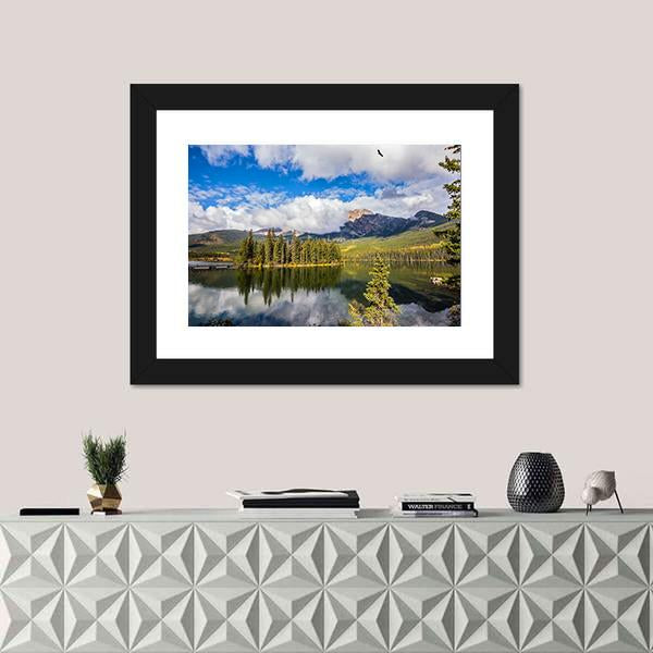 Pyramid Lake In Autumn Morning Canvas Wall Art-1 Piece-Framed Print-20" x 16"-Tiaracle