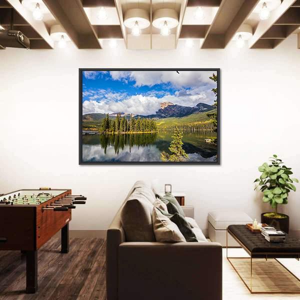 Pyramid Lake In Autumn Morning Canvas Wall Art-5 Horizontal-Gallery Wrap-22" x 12"-Tiaracle