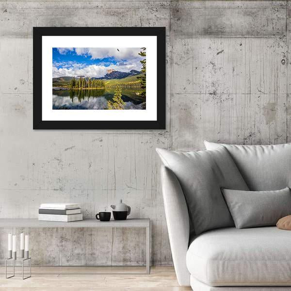 Pyramid Lake In Autumn Morning Canvas Wall Art-5 Horizontal-Gallery Wrap-22" x 12"-Tiaracle