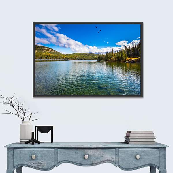 Pyramid Lake In Canada Canvas Wall Art-1 Piece-Floating Frame-24" x 16"-Tiaracle