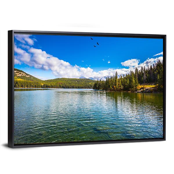 Pyramid Lake In Canada Canvas Wall Art-3 Horizontal-Gallery Wrap-25" x 16"-Tiaracle