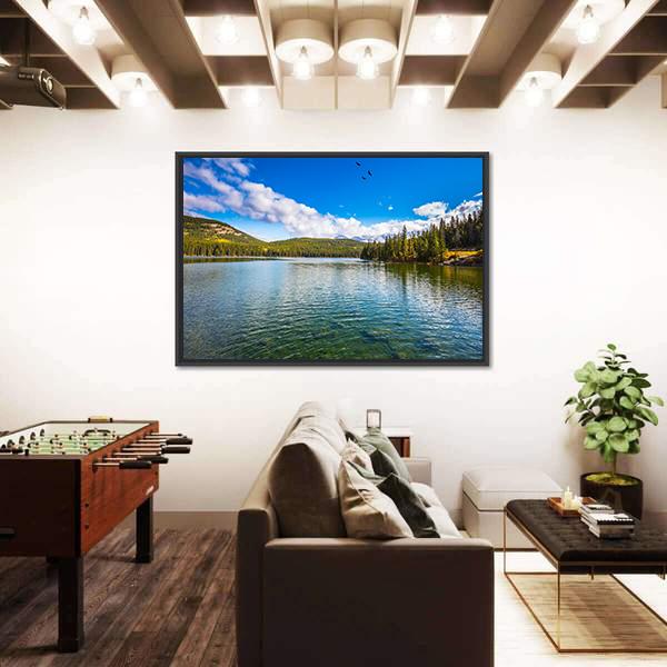 Pyramid Lake In Canada Canvas Wall Art-3 Horizontal-Gallery Wrap-25" x 16"-Tiaracle