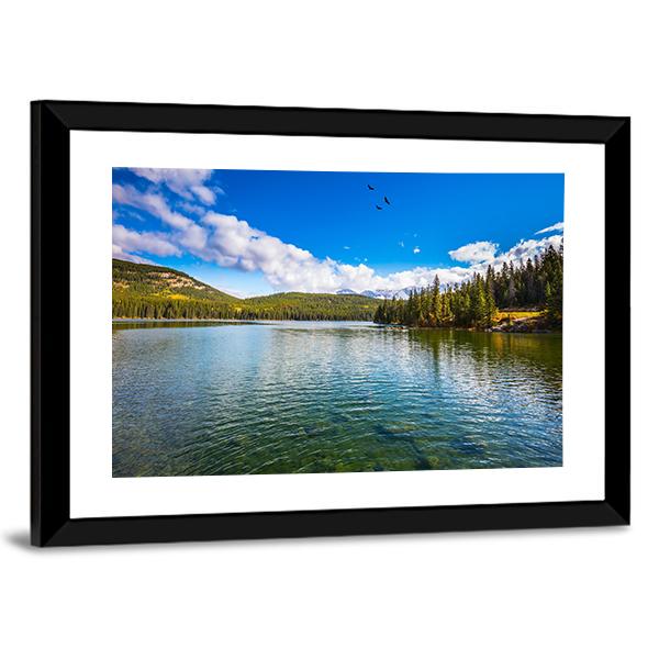 Pyramid Lake In Canada Canvas Wall Art-3 Horizontal-Gallery Wrap-25" x 16"-Tiaracle