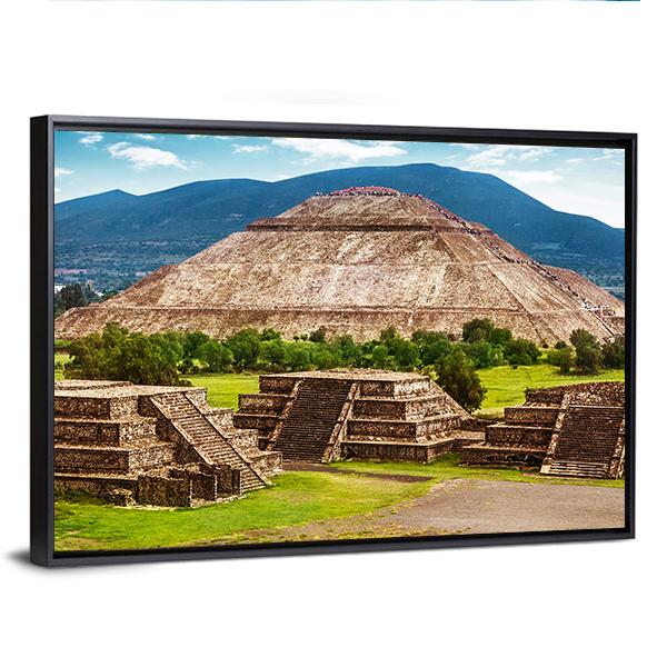 Pyramid Of The Sun And Moon Canvas Wall Art-5 Horizontal-Gallery Wrap-22" x 12"-Tiaracle