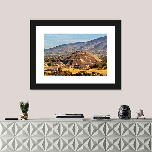 Pyramid Of The Sun Teotihuacan Canvas Wall Art-1 Piece-Framed Print-20" x 16"-Tiaracle