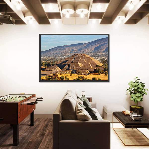 Pyramid Of The Sun Teotihuacan Canvas Wall Art-5 Horizontal-Gallery Wrap-22" x 12"-Tiaracle