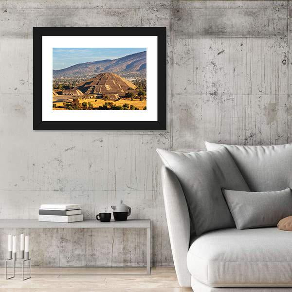 Pyramid Of The Sun Teotihuacan Canvas Wall Art-5 Horizontal-Gallery Wrap-22" x 12"-Tiaracle