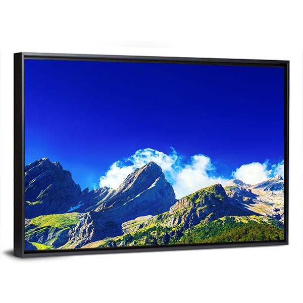 Pyrenees Mountains In Summer Panorama Canvas Wall Art-3 Horizontal-Gallery Wrap-25" x 16"-Tiaracle