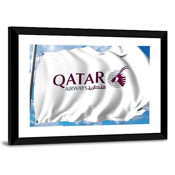 Qatar Airways Flag Canvas Wall Art-5 Horizontal-Gallery Wrap-22" x 12"-Tiaracle