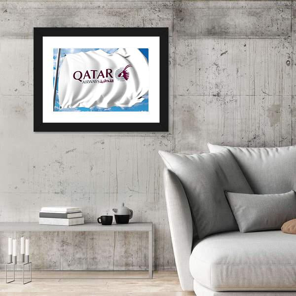 Qatar Airways Flag Canvas Wall Art-5 Horizontal-Gallery Wrap-22" x 12"-Tiaracle