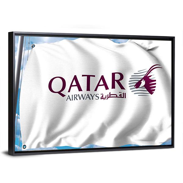 Qatar Airways Flag Canvas Wall Art-5 Horizontal-Gallery Wrap-22" x 12"-Tiaracle
