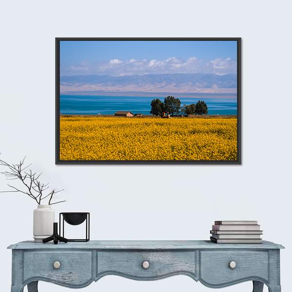 Qinghai Scenery Canvas Wall Art-1 Piece-Floating Frame-24" x 16"-Tiaracle