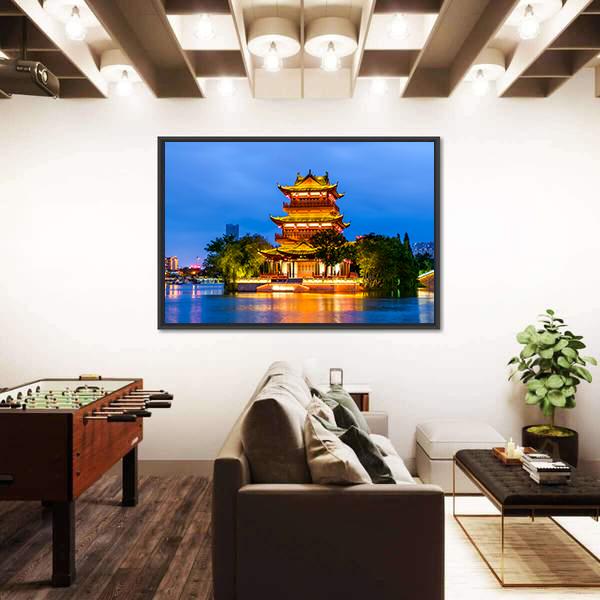 Qingjiang Pu Building Huaian Canvas Wall Art-5 Horizontal-Gallery Wrap-22" x 12"-Tiaracle