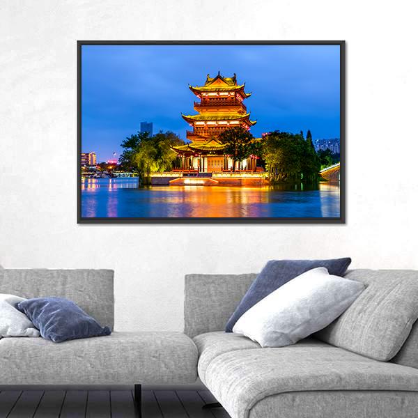 Qingjiang Pu Building Huaian Canvas Wall Art-5 Horizontal-Gallery Wrap-22" x 12"-Tiaracle