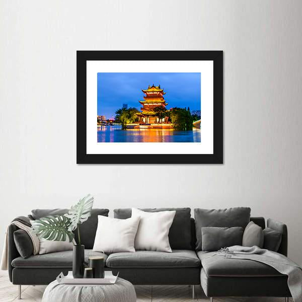 Qingjiang Pu Building Huaian Canvas Wall Art-5 Horizontal-Gallery Wrap-22" x 12"-Tiaracle
