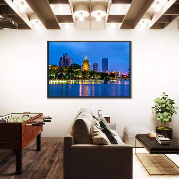 Qingjiangpu Building Huai'an Canvas Wall Art-1 Piece-Floating Frame-36" x 24"-Tiaracle