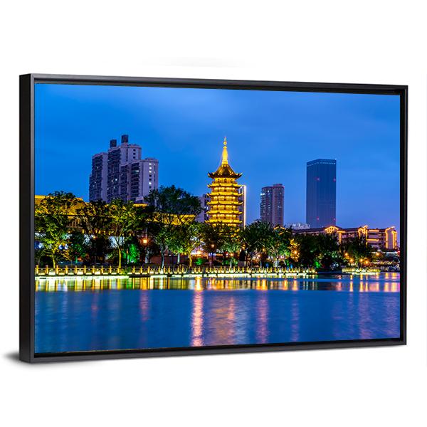 Qingjiangpu Building Huai'an Canvas Wall Art-5 Horizontal-Gallery Wrap-22" x 12"-Tiaracle