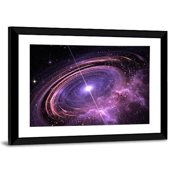 Quasar Surrounded By An Orbiting Accretion Disk Of Gas Canvas Wall Art-5 Horizontal-Gallery Wrap-22" x 12"-Tiaracle