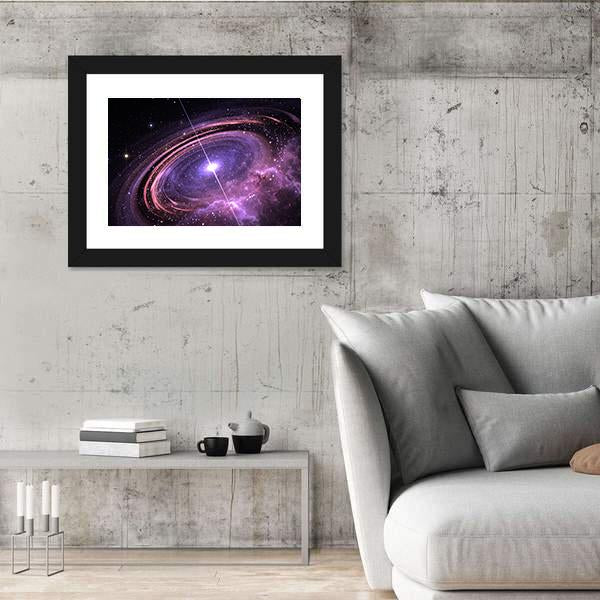 Quasar Surrounded By An Orbiting Accretion Disk Of Gas Canvas Wall Art-5 Horizontal-Gallery Wrap-22" x 12"-Tiaracle