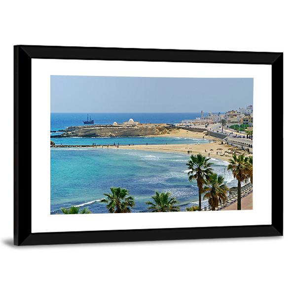 Quay In Monastir Canvas Wall Art-5 Horizontal-Gallery Wrap-22" x 12"-Tiaracle