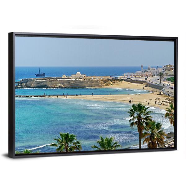 Quay In Monastir Canvas Wall Art-5 Horizontal-Gallery Wrap-22" x 12"-Tiaracle