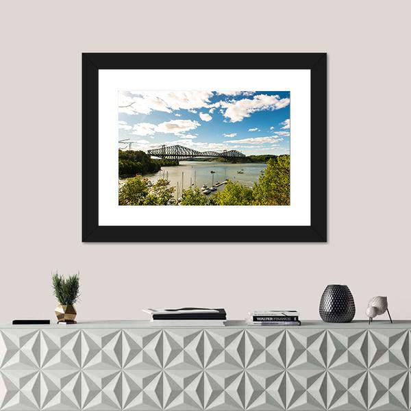 Quebec City Bridge In Canada Canvas Wall Art-1 Piece-Framed Print-20" x 16"-Tiaracle